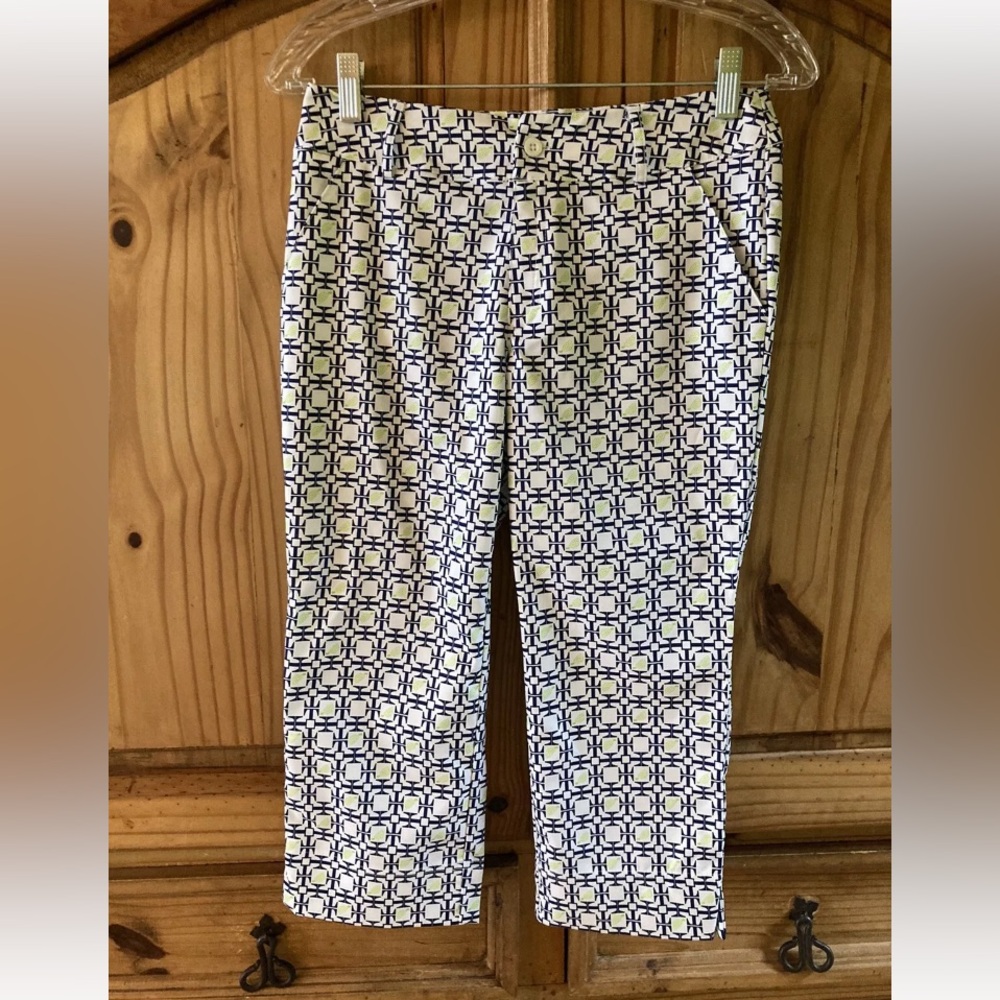 Girls Turtles & Tees blue green crop Capri pants - size 10/12